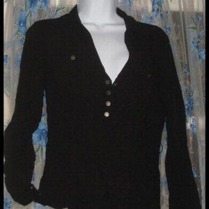 2pc Womens Stretch BODYCON SKIRT by BENBASSET + SHIRT G by GUESS SET Sz L BLACK